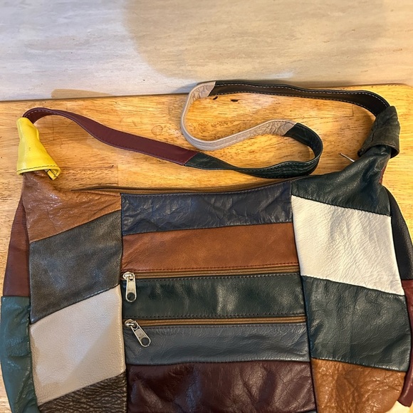 Vintage Multicolor Patchwork Leather Shoulder Bag - Picture 2 of 9